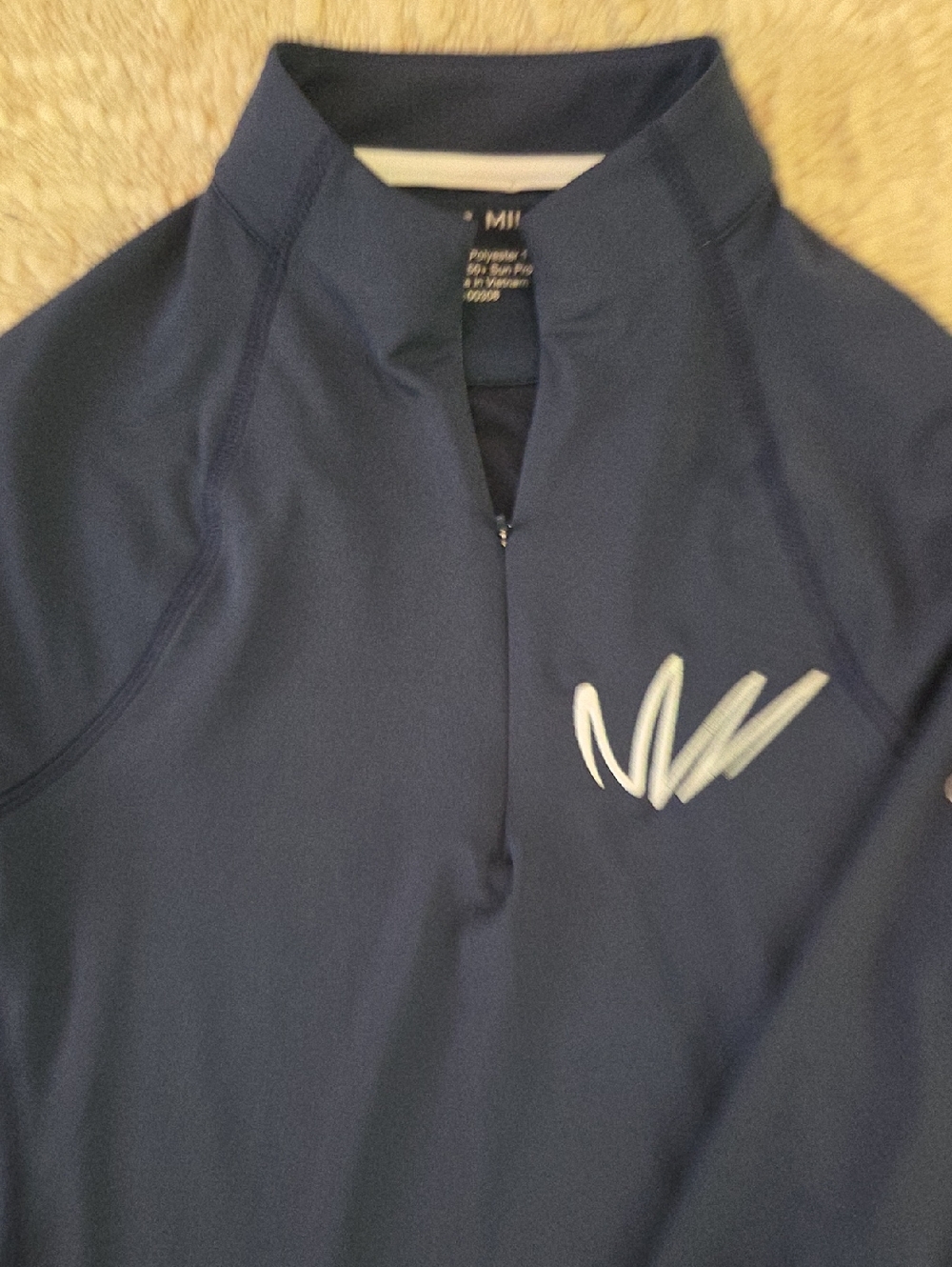 Peter Millar Navy Quarter-Zip Performance Pullover with White Logo, S